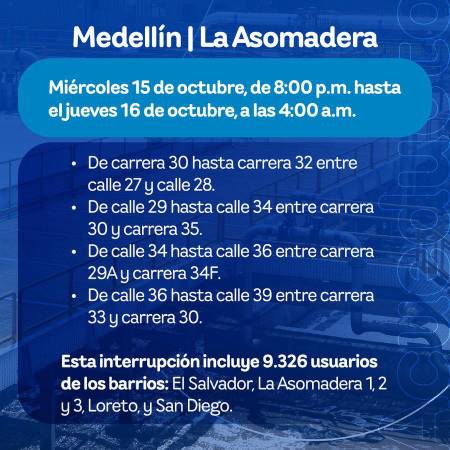¡Ojo! Cortes de agua nocturnos desde este miércoles en Medellín y Bello
