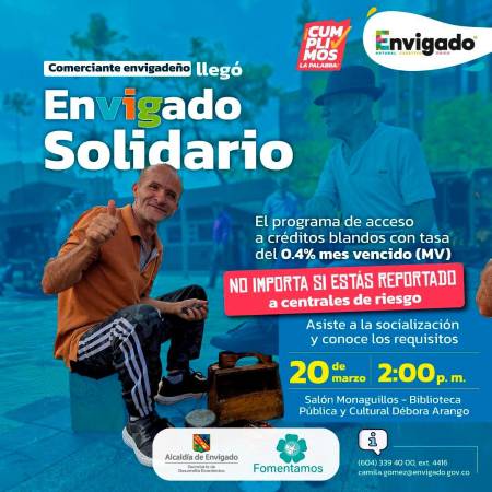 ¡Atención! En Envigado apoyarán a comerciantes informales con créditos, sin importar que estén reportados