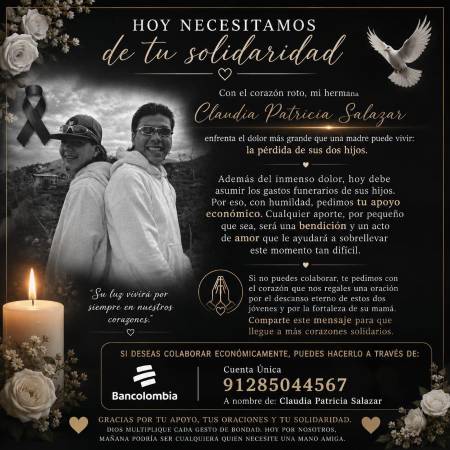 Cartel de ayuda para sepultar a los fallecidos. FOTO: TOMADA DE MIORIENTE