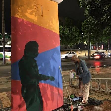 Aquí podemos ver el proceso de elaboración del mural. / FOTO: CORTESÍA RAFAEL RESTREPO