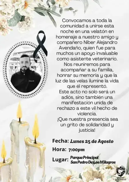 Velatón en San Pedro de los Milagros tras el crimen de veterinario