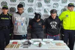 Captura de tres integrantes del grupo delincuencial Carne Rancia en Salgar. FOTO: POLICÍA ANTIOQUIA