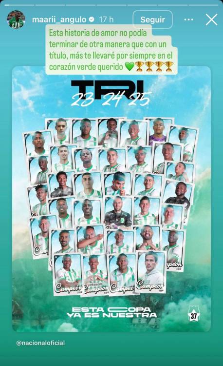 Marino se despide de Nacional en Instagram. FOTO: @MAARII_ANGULO