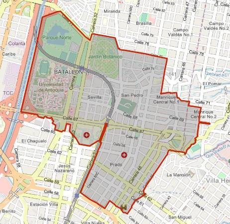 Mapa de las zonas que se verán afectadas con los cortes de agua. /IMAGEN: CORTESÍA EPM