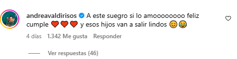 Andrea Valdiri le tiró pulla a su exsuegro y su novio la defendió de las críticas