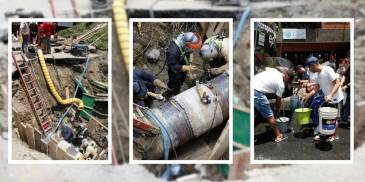 Fue necesario excavar para llegar a la tubería, que está a tres metros de profundidad. FOTOS: JULIO CÉSAR HERRERA