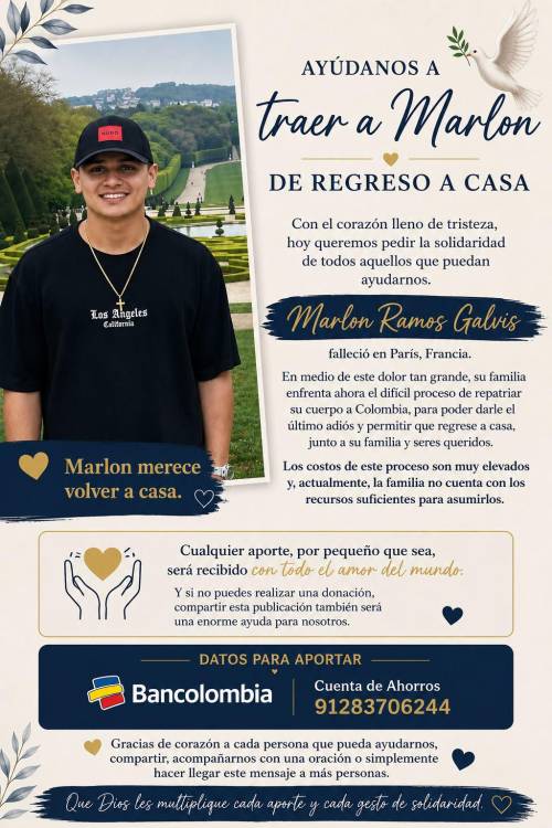 Un gesto de fraternidad para repatriar a Marlon y despedirlo en Medellín