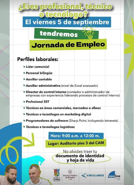 ¡Ahora sí! Feria de empleo en Caldas se realizará este viernes