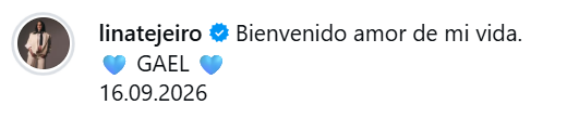 Lina Tejeiro aprovechó sus redes sociales para anunciar el nacimiento de su hijo. FOTO: @LINATEJEIRO IG