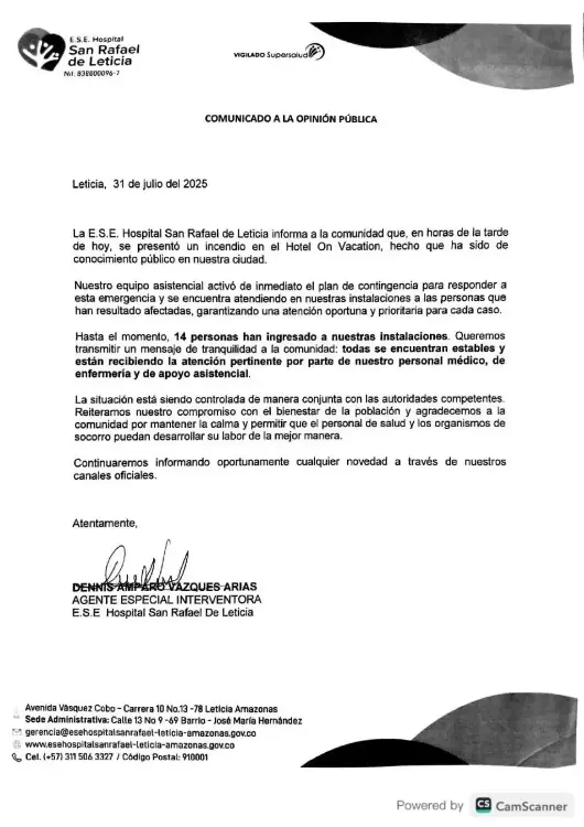 Pánico en el Amazonas: incendio en hotel dejó varios heridos