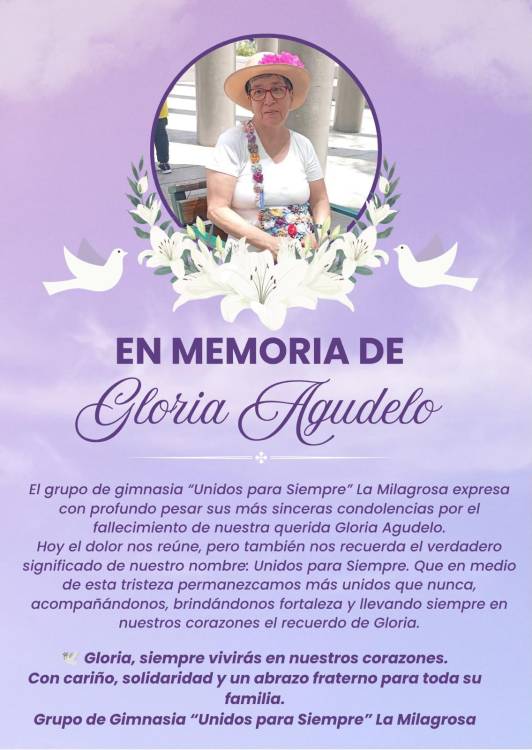 Mensaje de solidaridad del grupo de gimnasia al que pertenecía Gloria. FOTO: CORTERSÍA