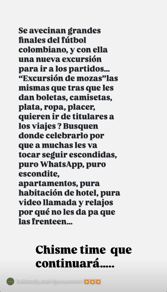 “Excursión de mozas”, las duras declaraciones de la esposa de Edwin Cardona en plenas finales