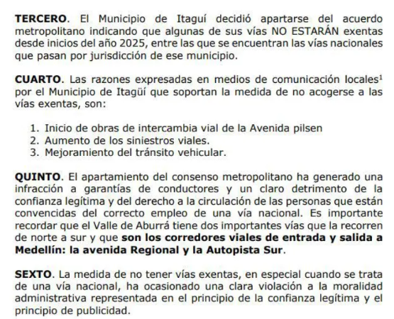 Acción popular por pico y placa. /FOTO: EL COLOMBIANO