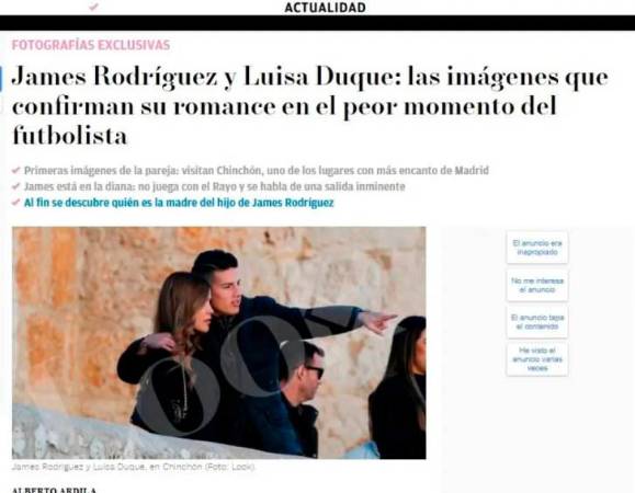 Prensa española fotografió a la pareja en diciembre. /FOTO: CAPTURA DE PANTALLA