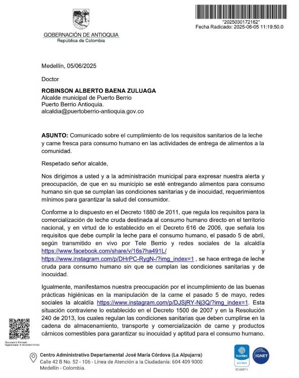 Rifirrafe en Puerto Berrío: ¿alcalde da alimentos sin salubridad?