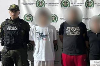 Las autoridades presentaron las capturas de los miembros de la banda los Alhamel. / FOTO: CORTESÍA POLICÍA ANTIOQUIA