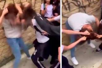 Momento en que la adulta se agarró con la estudiante. /FOTOS: TOMADAS DE VIDEO 