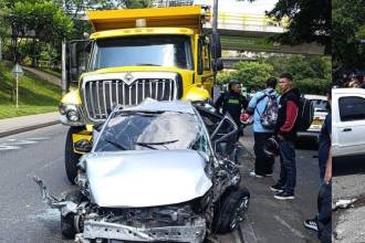 EN IMÁGENES: Caos en la avenida 80: volqueta sin frenos causó accidente que dejó tres heridos