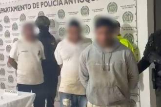 Capturados por el secuestro de comerciante en Caucasia. FOTO: POLICÍA ANTIOQUIA