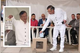 El presidente Gustavo Petro votó en la mesa N.° 1, ubicado en la Plaza de Bolívar, en el centro de Bogotá. FOTOS: X @petrogustavo Y CAPTURA DE VIDEO