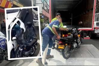 La motocicleta fue inmovilizada por agentes de tránsito. FOTO: ALCALDÍA DE MEDELLÍN