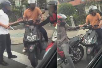 Así fue el atraco a un motociclista en el barrio Santander. FOTO: TOMADA DE VIDEO
