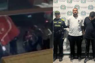 Hinchas del elenco caleño realizaban un banderazo en apoyo a su equipo. /FOYO: CAPTURA DE VIDEO DENUNCIAS ANTIOQUIA