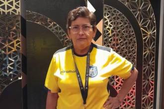 María del Jesús Pinargote durante el Mundial 2022. FOTO: INSTAGRAM @ecuador.tv