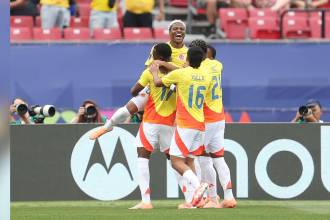 Óscar Perea celebrando el gol que le dio el triunfo a Colombia. /FOTO: X @CONMEBOL