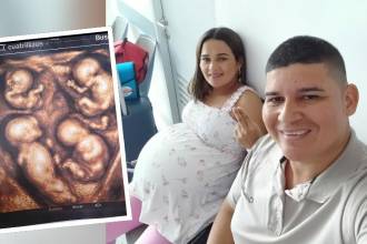 María Tapia y Jonatan Zapa, oriundos de Caucasia, son los nuevos padres de cuatrillizos. FOTO: FACEBOOK CUATRILLIZOS CAUCASIA