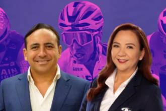Los periodistas y especialistas en ciclismo Mario Sabato y Goga Ruiz. FOTOS: RCN Y CARACOL