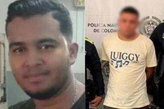 José Guillermo Beltrán, mecánico asesinado (izq.) y captura del presunto homicida (der.). FOTO: NP NOTICIAS Y POLICÍA ANTIOQUIA 