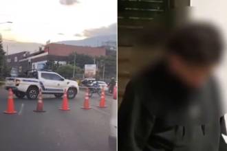 La avenida Regional fue cerrada desde el centro comercial Viva Envigado. Uno de los detenidos ya tenía un requerimiento judicial. FOTOS: CAPTURA DE VIDEO INSTAGRAM @prensapaisaoficial Y CORTESÍA POLICÍA METROPOLITANA