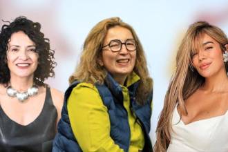 De izquierda a derecha: Claudia Restrepo, rectora de la Universidad Eafit; Luz María Sierra, directora del periódico El Colombiano; y la cantante Karol G. FOTOS: EAFIT, CAMILO SUÁREZ E INSTAGRAM @KAROLG
