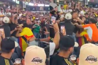 La pelea fue intervenida por el personal de seguridad del estadio. /FOTO: TOMADA DE VIDEO 