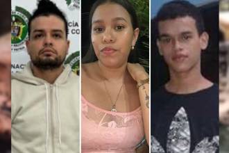 De izquierda a derecha: Andrés Julián Carmona Muñoz, señalado victimario; y los primos Valeria Amazará y Juan Pablo Ramírez Amazará, las víctimas. FOTOS: FISCALÍA Y CORTESÍA TELEREGIÓN