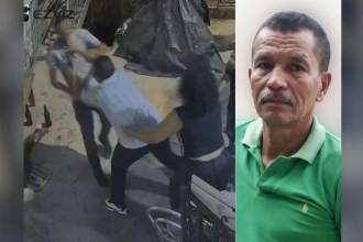 Una cámara de seguridad captó el momento en el que Gustavo Adolfo Álvarez Castaño (derecha) cayó al piso tras ser empujado el pasado sábado. /FOTO: CAPTURA DE VIDEO