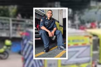 El socorrista de 34 años llevaba 16 años en el Cuerpo de Bomberos Medellín. FOTOS: TOMADA DE CHISME FRESCO PAISA#2 (FONDO) Y CORTESÍA X @FICOGUTIERREZ (DETALLE VÍCTIMA)