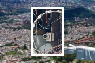 Por medio de estas cámaras en la comuna 6 (Doce de Octubre) tendrían control sobre los habitantes. Se habla de presuntas extorsiones y amenazas. FOTOS: MANUEL SALDARRIAGA Y CAPTURA DE PANTALLA (DETALLE).