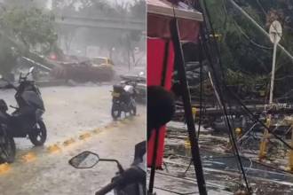 Árboles caídos, calles encharcadas, postes derribados, cables regados en la vía y caos en la movilidad, las afectaciones del aguacero en Medellín. FOTOS: CAPTURAS DE VIDEO PRENSA PAISA