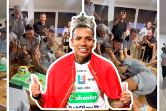 Así celebró Dayro Moreno con sus compañeros del Once Caldas. /FOTOS: TOMADAS DE VIDEO