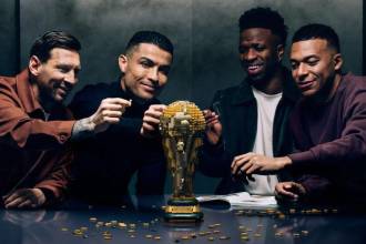 Lionel Messi, Cristiano Ronaldo, Vinícius Jr y Kylian Mbappé son los protagonistas del comercial. FOTO: @GOAL