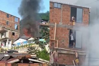 Así fue como intentaron apagar un incendio en Itagüí. FOTOS: CAPTURAS DE VIDEO EL ITAGÜISEÑO