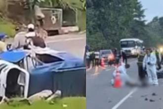 Accidente de motocarguero en Zaragoza (izq.) y accidente en Turbo dejó tres fallecidos (der.). FOTOS: TOMADA DE NP NOTICIAS ONLINA (IZQ.) Y CARACOL RADIO MEDELLÍN (DER.)