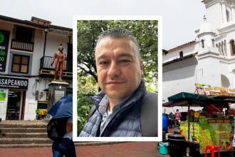 Parque de Marinilla y exalcalde José Hurtado. FOTO: JULIO HERRERA (FONDO) Y TOMADA DE FACEBOOK (EXALCALDE)