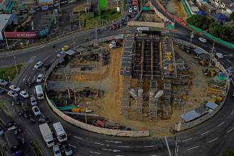 Obras del intercambio vial de Mayorca. FOTO: MANUEL SALDARRIAGA