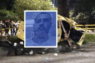 El taxi quedó montado sobre el separador del puente de la avenida del Ferrocarril. Carlos Asdrúbal Duque Díaz, conductor del taxi, falleció. /FOTOS: CORTESÍA