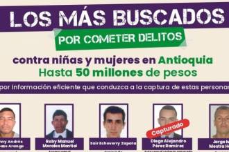 No para la búsqueda de los hombres requeridos por delitos en contra de las niñas y mujeres en Antioquia. FOTO: GOBERNACIÓN DE ANTIOQUIA