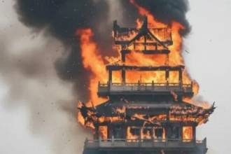 Incendio destruyó el templo Yongqing. /FOTO: @DIARIO_D21
