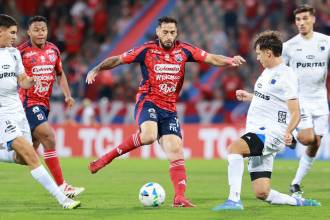 Aunque este martes no anotó, Francisco Fydriszewski le dio al DIM el gol en Uruguay que valió la clasificación en este torneo. FOTO: MANUEL SALDARRIAGA QUINTERO